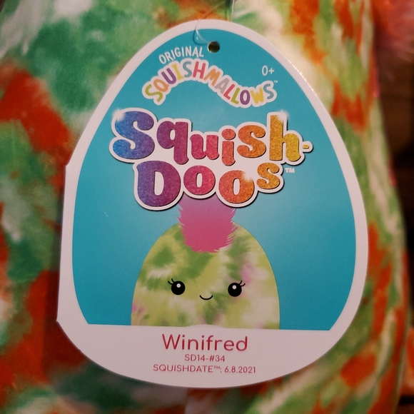 Squishmallows Winifred the Tie-Dye Chameleon 14" Plush 2021 Kellytoy NWT Rare! - Picture 8 of 9